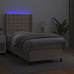 Cappuccino színű műbőr rugós ágy matraccal és LED-del 80x200 cm 3