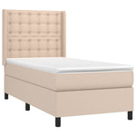 Cappuccino színű műbőr rugós ágy matraccal és LED-del 80x200 cm 4
