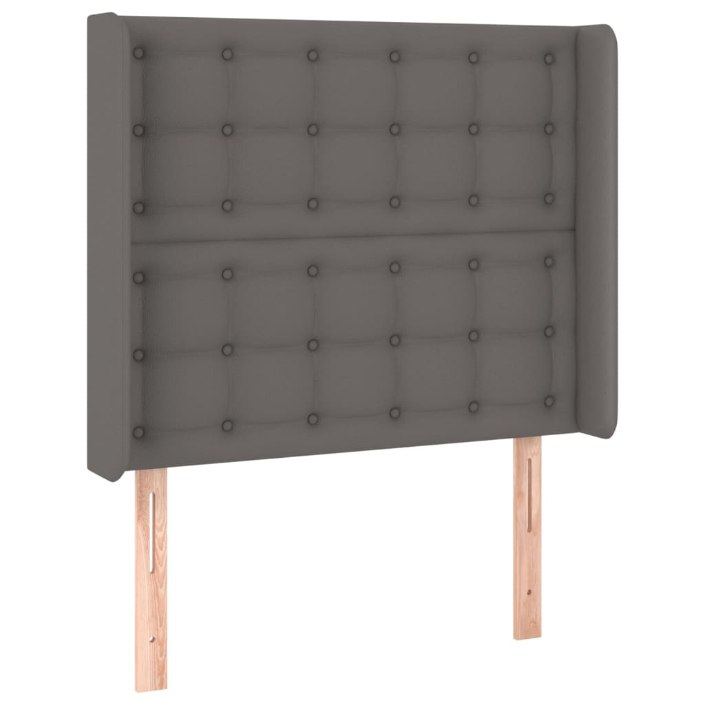 Szürke műbőr rugós ágy matraccal és LED-del 90x200 cm 7