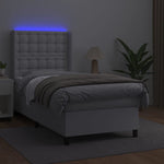 Fehér műbőr rugós ágy matraccal és LED-del 100x200 cm 3