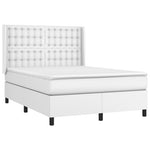 Fehér műbőr rugós ágy matraccal és LED-del 140x190 cm 4