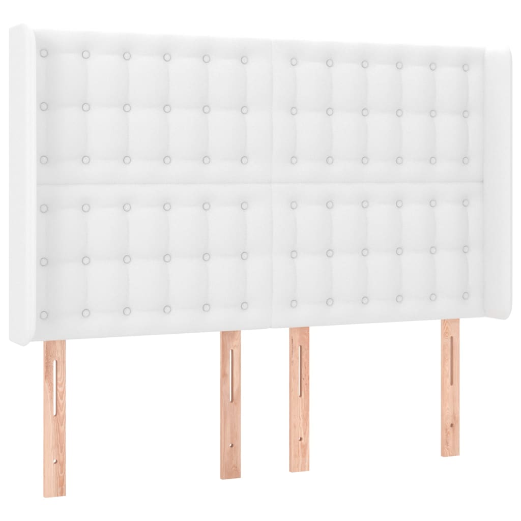 Fehér műbőr rugós ágy matraccal és LED-del 140x190 cm 7