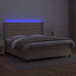 Cappuccino színű műbőr rugós ágy matraccal és LED-del 160x200cm 3