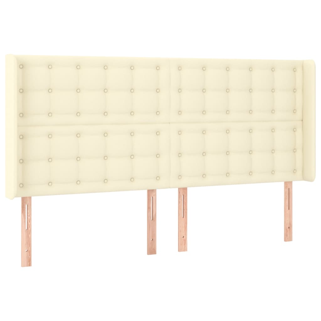 Krémszínű műbőr rugós ágy matraccal és LED-del 180x200 cm 8