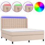 Cappuccino színű műbőr rugós ágy matraccal és LED-del 180x200cm 2