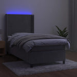 Világosszürke bársony rugós és LED-es ágy matraccal 80 x 200 cm 3
