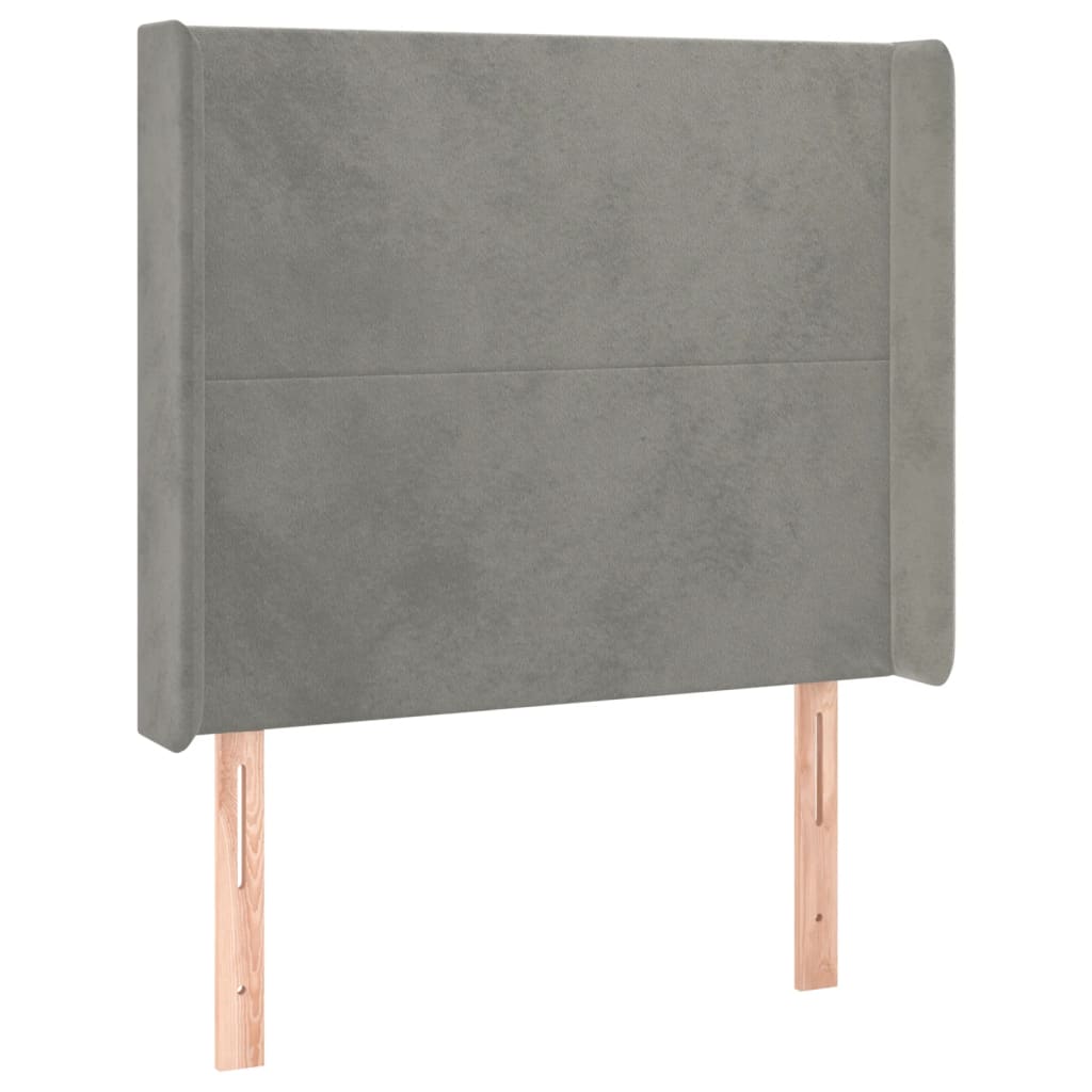 Világosszürke bársony rugós és LED-es ágy matraccal 80 x 200 cm 7