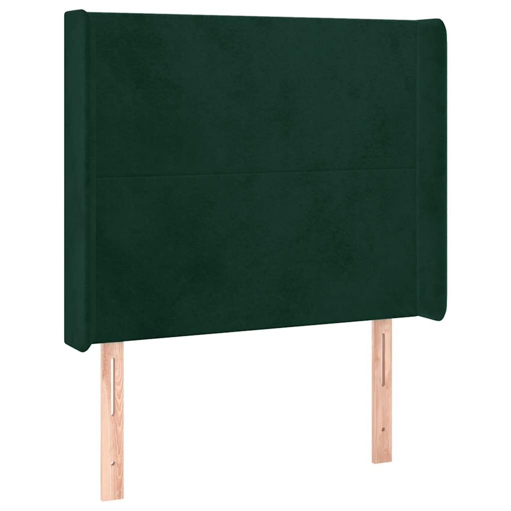 Sötétzöld bársony rugós és LED-es ágy matraccal 80 x 200 cm 7