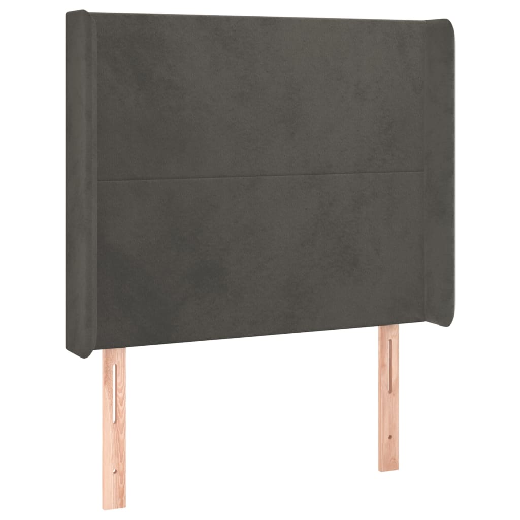 Sötétszürke bársony rugós és LED-es ágy matraccal 90x190 cm 7