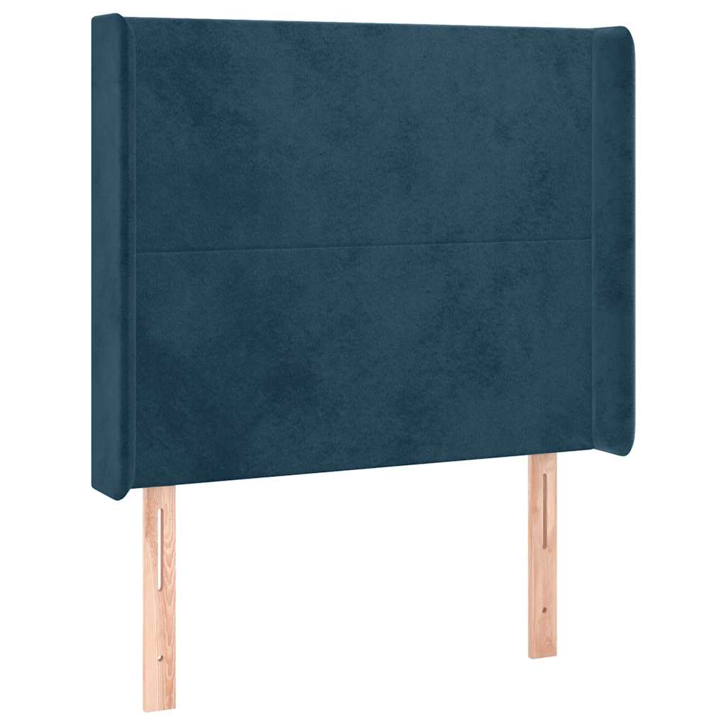 Sötétkék bársony rugós és LED-es ágy matraccal 90x190 cm 7