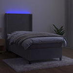 Világosszürke bársony rugós és LED-es ágy matraccal 90x200 cm 3