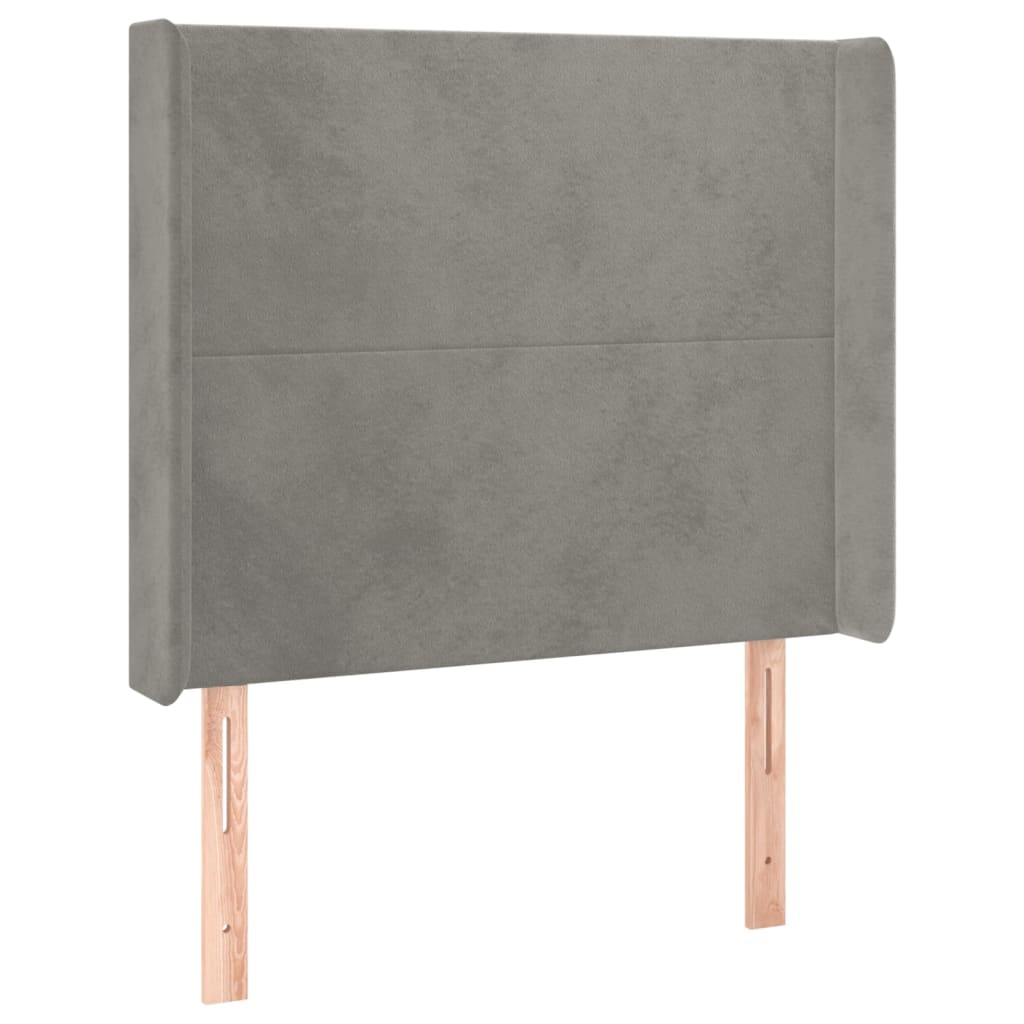 Világosszürke bársony rugós és LED-es ágy matraccal 90x200 cm 7