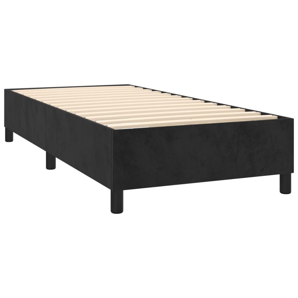 Fekete bársony rugós és LED-es ágy matraccal 90x200 cm 5