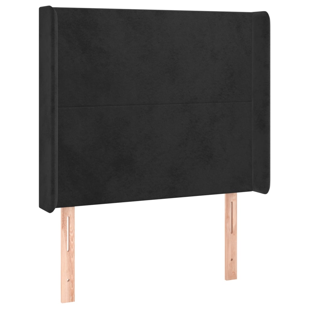 Fekete bársony rugós és LED-es ágy matraccal 90x200 cm 7