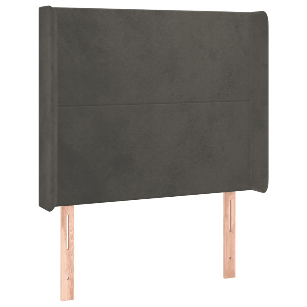 Sötétszürke bársony rugós és LED-es ágy matraccal 100x200 cm 7