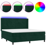 Sötétzöld bársony rugós és LED-es ágy matraccal 160x200 cm 2