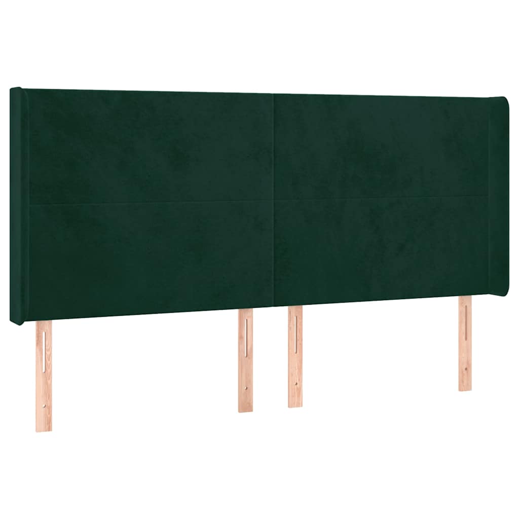 Sötétzöld bársony rugós és LED-es ágy matraccal 160x200 cm 7