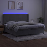 Világosszürke bársony rugós és LED-es ágy matraccal 200x200 cm 3