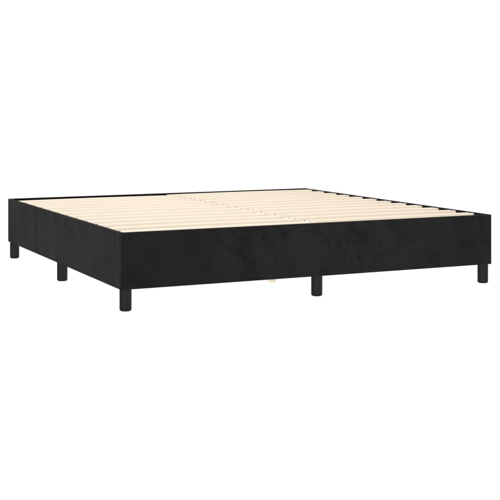 Fekete bársony rugós és LED-es ágy matraccal 200x200 cm 5