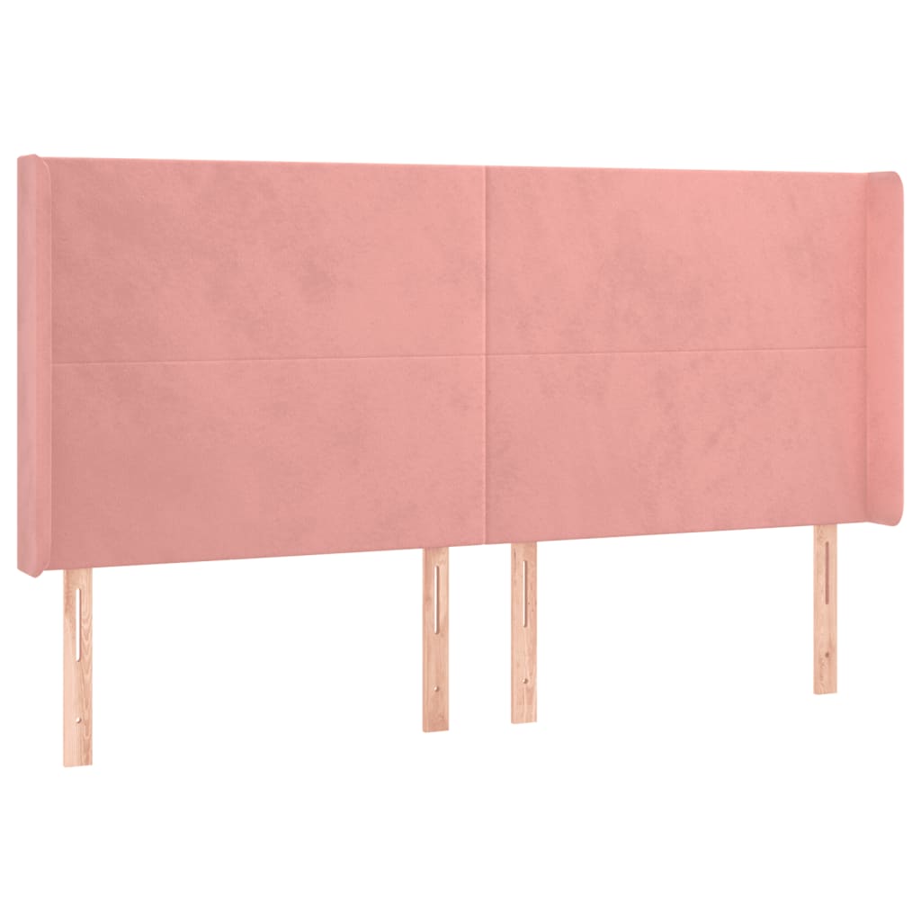 Rózsaszín bársony rugós és LED-es ágy matraccal 200x200 cm 7
