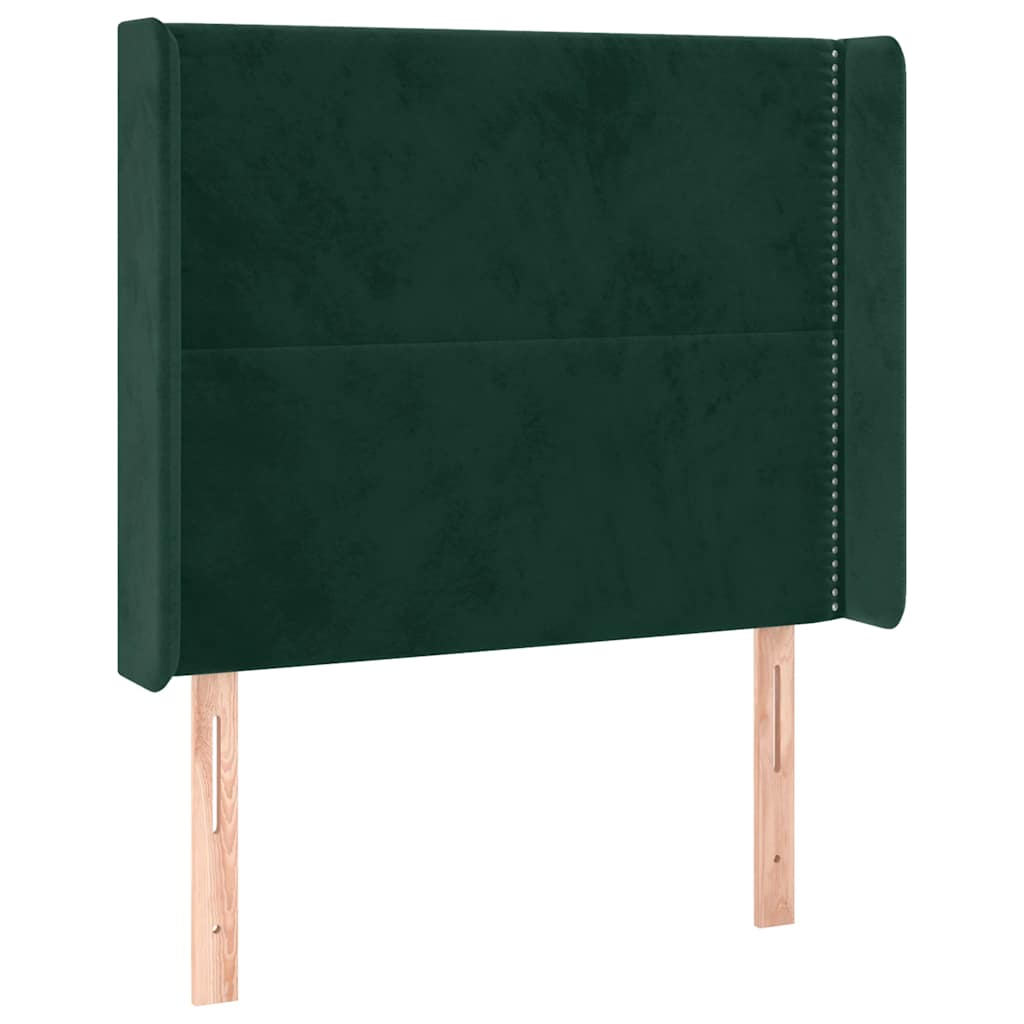 Sötétzöld bársony rugós és LED-es ágy matraccal 90x190 cm 7
