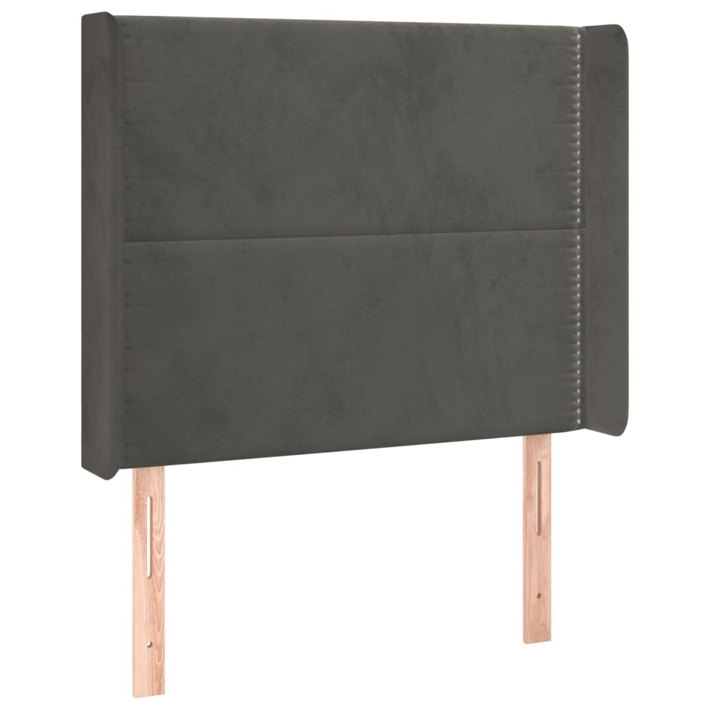 Sötétszürke bársony rugós és LED-es ágy matraccal 90x200 cm 7