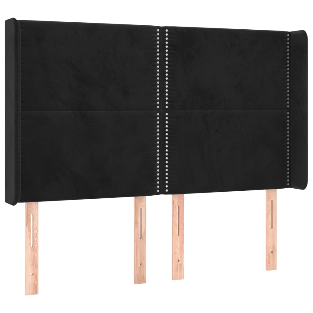 Fekete bársony rugós és LED-es ágy matraccal 140x190 cm 7