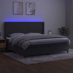 Sötétszürke bársony rugós és LED-es ágy matraccal 200x200 cm 3