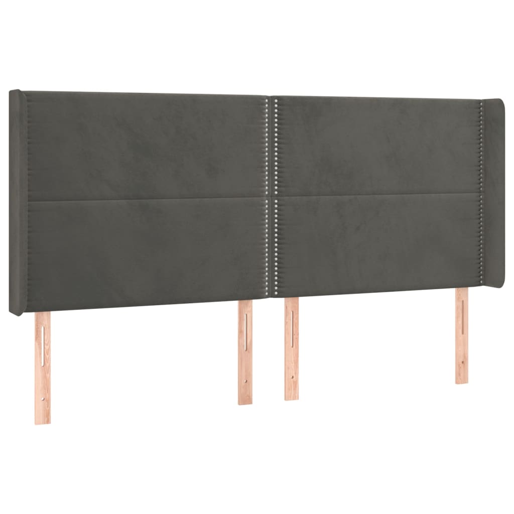 Sötétszürke bársony rugós és LED-es ágy matraccal 200x200 cm 7