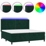Sötétzöld bársony rugós és LED-es ágy matraccal 200x200 cm 2