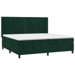 Sötétzöld bársony rugós és LED-es ágy matraccal 200x200 cm 4