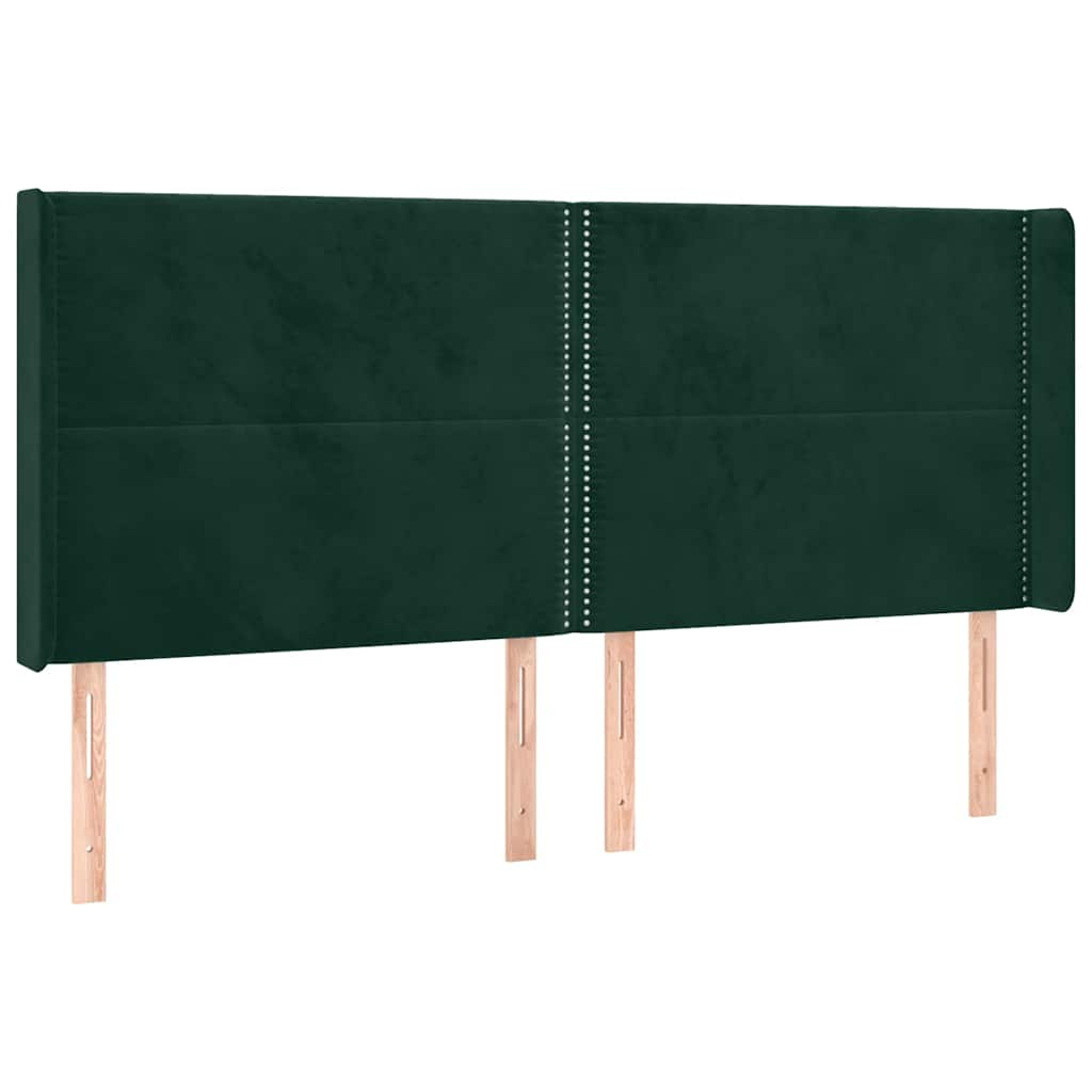 Sötétzöld bársony rugós és LED-es ágy matraccal 200x200 cm 7
