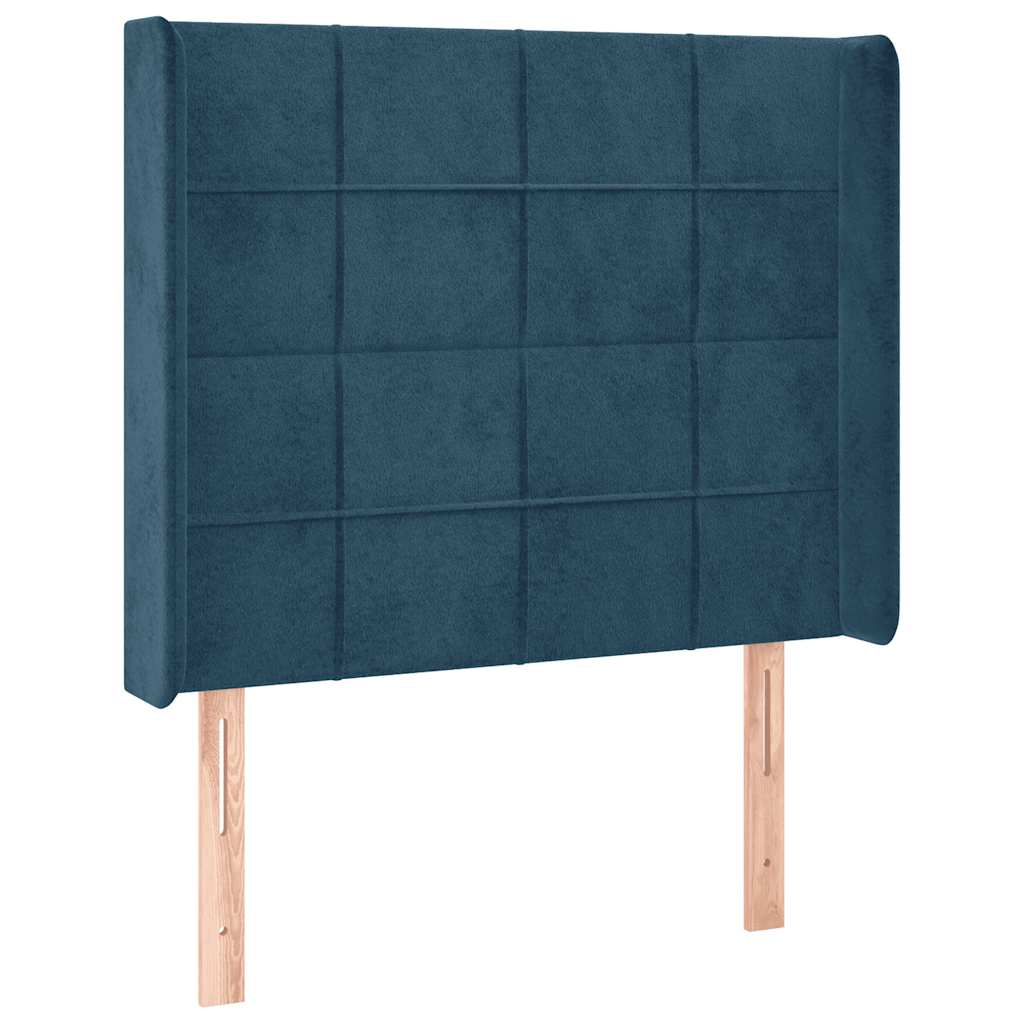Sötétkék bársony rugós és LED-es ágy matraccal 90x190 cm 7