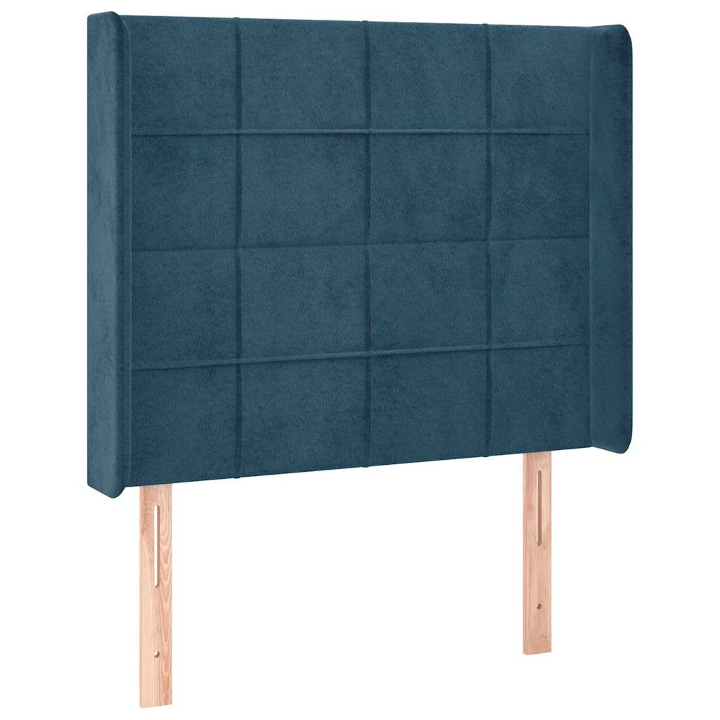Sötétkék bársony rugós és LED-es ágy matraccal 90x200 cm 7