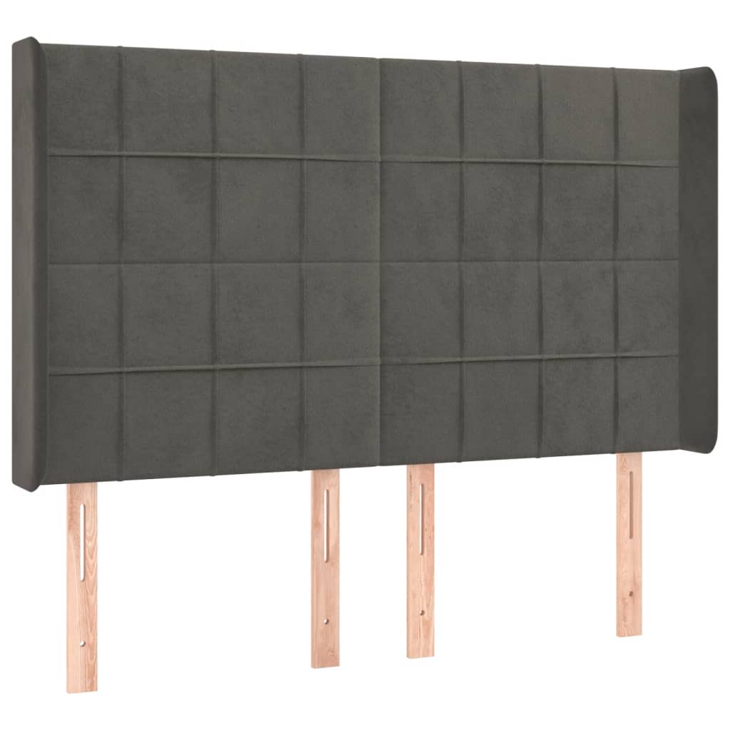Sötétszürke bársony rugós és LED-es ágy matraccal 140x190 cm 7