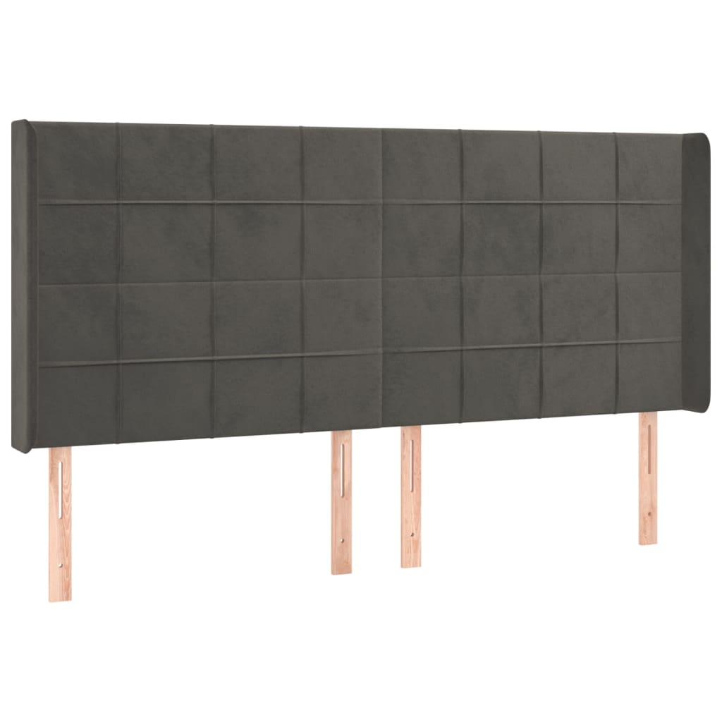Sötétszürke bársony rugós és LED-es ágy matraccal 160x200 cm 7