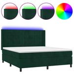 Sötétzöld bársony rugós és LED-es ágy matraccal 160x200 cm 2