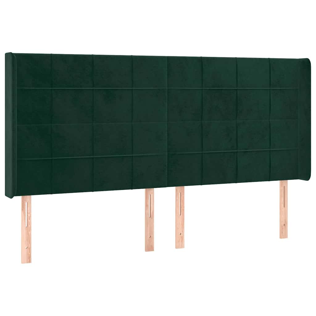 Sötétzöld bársony rugós és LED-es ágy matraccal 160x200 cm 7
