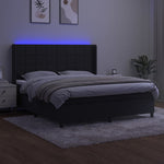 Fekete bársony rugós és LED-es ágy matraccal 180x200 cm 3