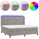 Világosszürke bársony rugós és LED-es ágy matraccal 200x200 cm 2