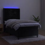Fekete bársony rugós és LED-es ágy matraccal 90x190 cm 3