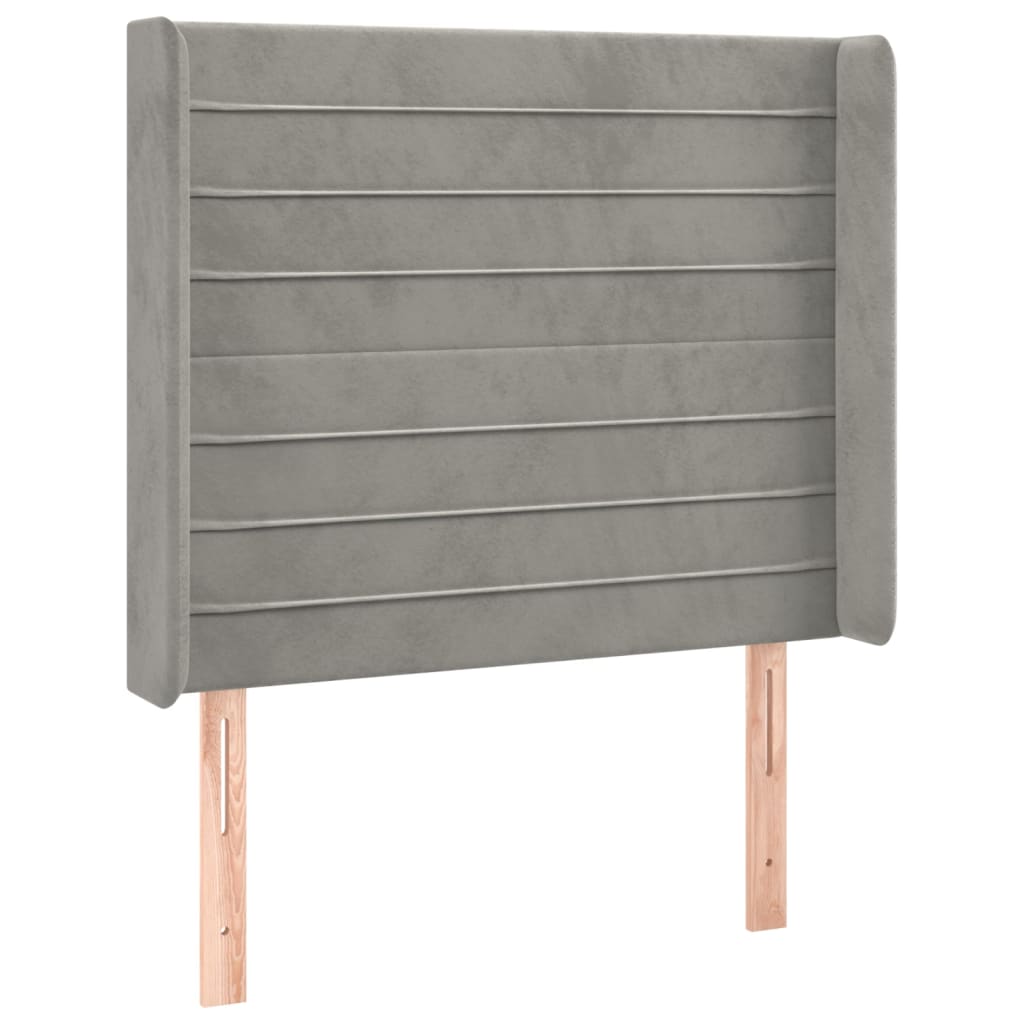 Világosszürke bársony rugós és LED-es ágy matraccal 90x200 cm 7