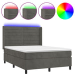 Sötétszürke bársony rugós és LED-es ágy matraccal 140x190 cm 2