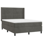Sötétszürke bársony rugós és LED-es ágy matraccal 140x190 cm 4