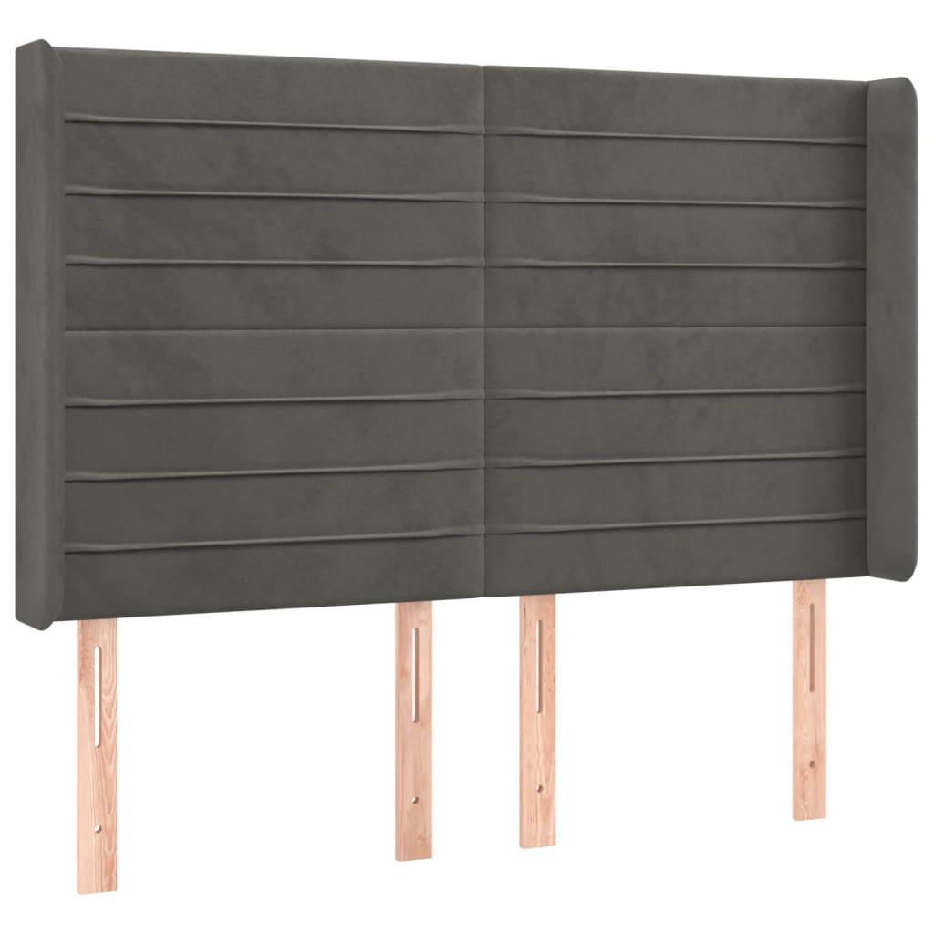 Sötétszürke bársony rugós és LED-es ágy matraccal 140x190 cm 7