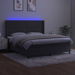 Sötétszürke bársony rugós és LED-es ágy matraccal 160x200 cm 3
