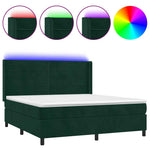 Sötétzöld bársony rugós és LED-es ágy matraccal 160x200 cm 2