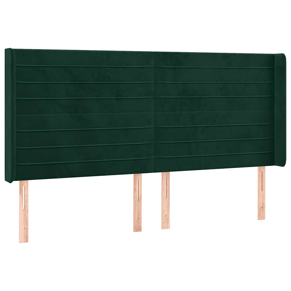 Sötétzöld bársony rugós és LED-es ágy matraccal 160x200 cm 7