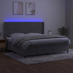 Világosszürke bársony rugós és LED-es ágy matraccal 200x200 cm 3