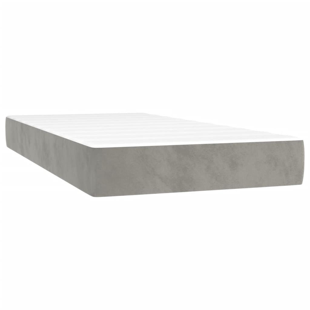 Világosszürke bársony rugós és LED-es ágy matraccal 200x200 cm 6